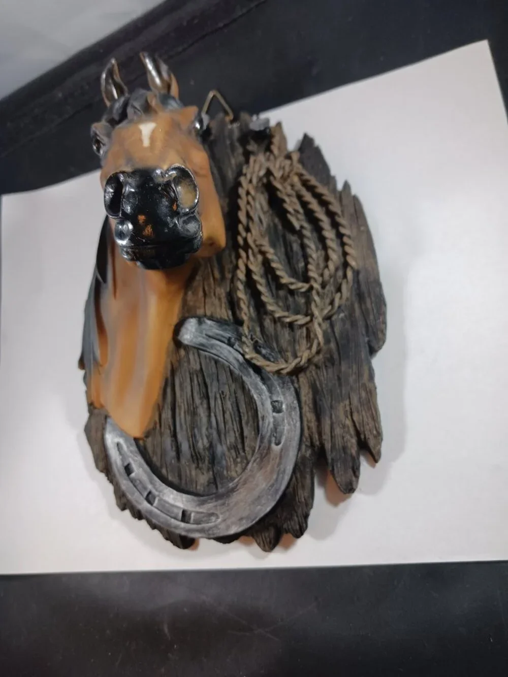 Vintage Horse Head Barn 3D Wall Figure Plaque Western Horses Farm Decor